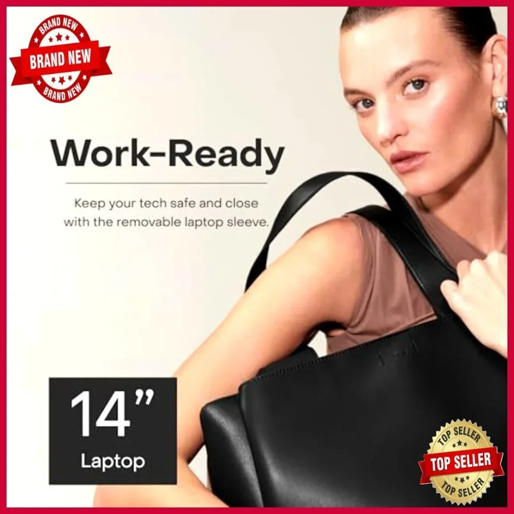 18L Work Tote with Laptop Sleeve, Detachable Crossbody Strap, Travel-Friendly